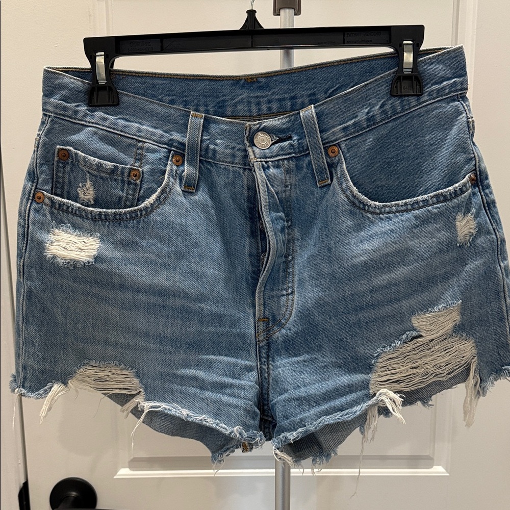 Levi's Blue Distressed Jean Shorts